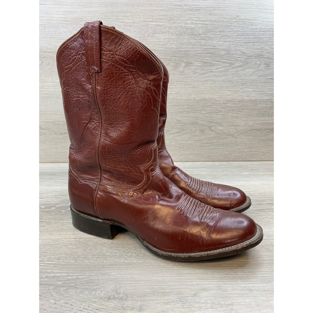 Panhandle Slim‎ Men's Brown Leather Western Cowboy Boots 10 D Vintage Ranch